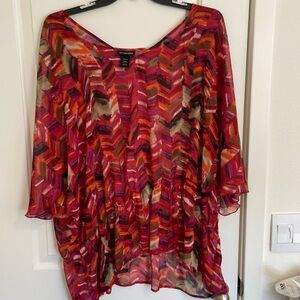 Lane Bryant multi-colored 26/28 tunic elbow length sleeve